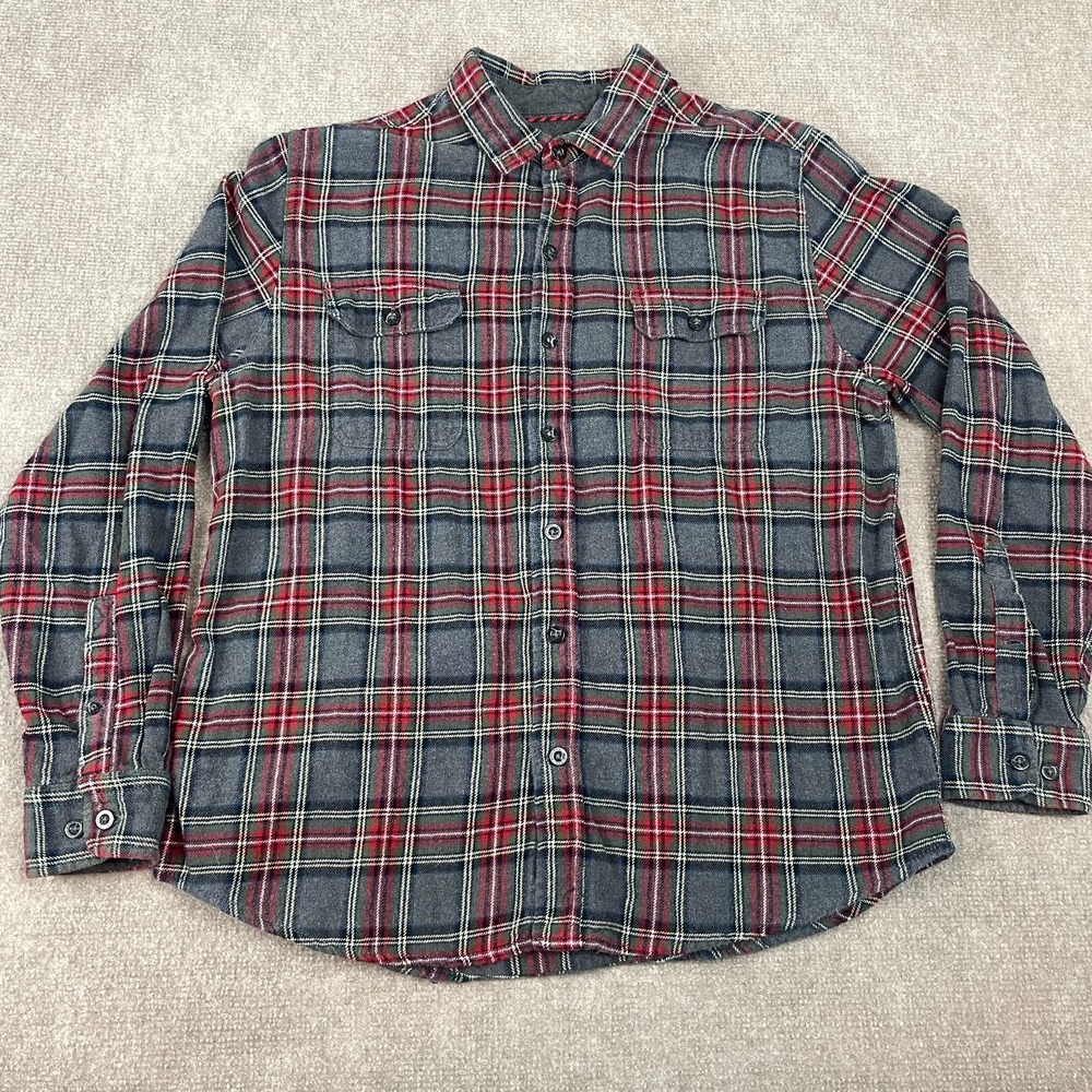 Woolrich Flannel Shirt Mens Large Multicolor Plaid Cotton Pleated Button Up